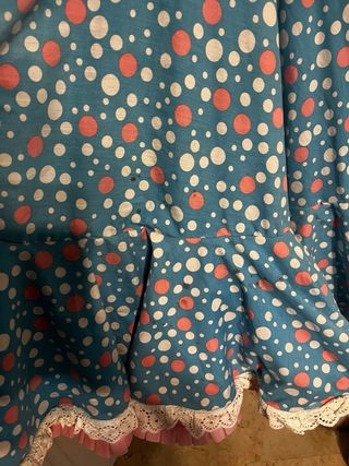 Traje Flamenca Marisol Azul Lunares Rosas