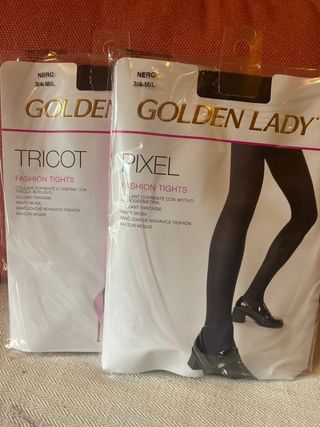 2 Pantys Golden Lady Talla M/L Negro Fantasía