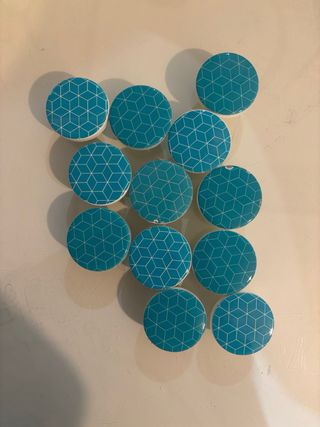 12 Pomos para cajones diseño geométrico azul