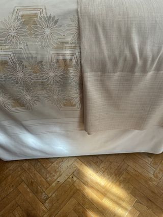 2 Cortinas Beige/Blanco 274x126