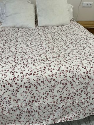 Funda nórdica floral lino cama matrimonio
