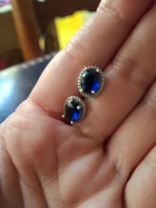 Lote pendientes bisutería azul y plateado