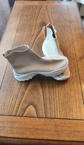 Botas calcetín beige