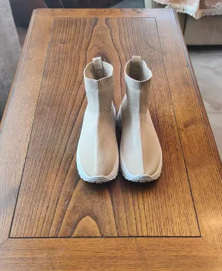 Botas calcetín beige