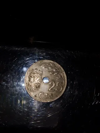 Moneda 25 Cts con Agujero
