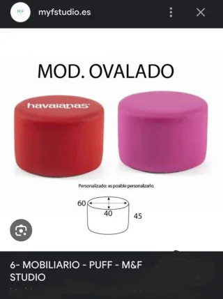 Puff ovalado tela algodón beige/gris