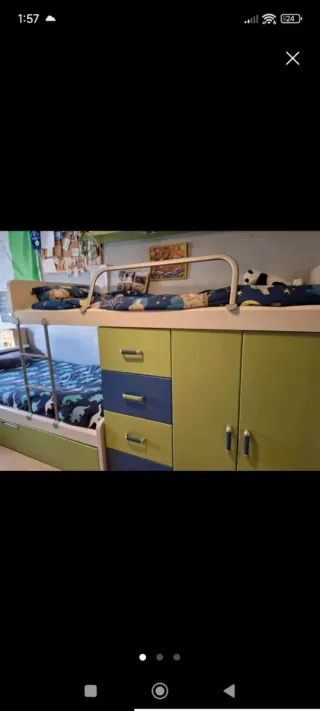 Cama tren con armario y cajones