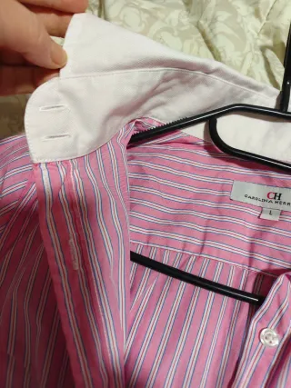 Camisa Carolina Herrera Rayas Rosas y Blancas