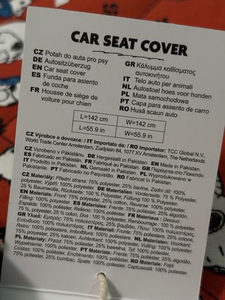 Funda coche Snoopy Peanuts para perro