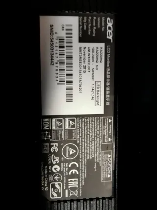 Pantalla Acer Negra. Tipo LCD