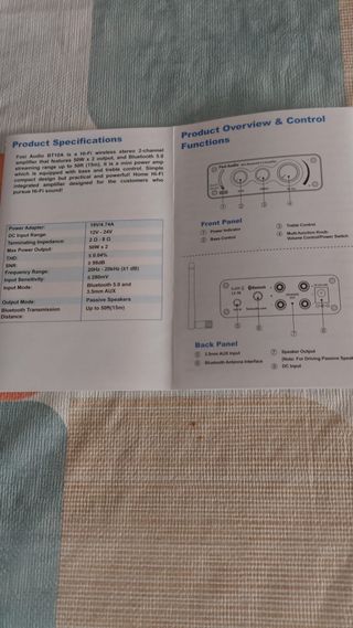 Amplificador Fosi Audio 50W Bluetooth Negro