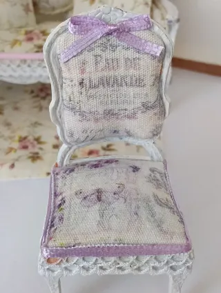 Sedia miniatura casa bambole stile shabby chic