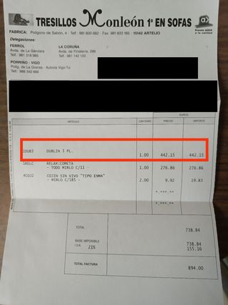 Sofá 3 plazas Tresillos Monleón