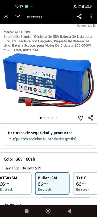 Batería Litio Scooter 36V 100Ah
