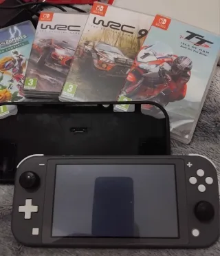 Nintendo Switch Lite Gris + 4 Juegos+estuche+funda