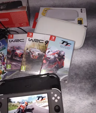 Nintendo Switch Lite Gris + 4 Juegos+estuche+funda