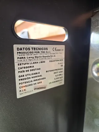 Estufa a gas Equation prácticamente nueva