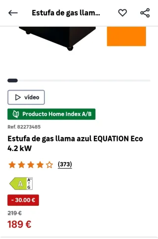 Estufa a gas Equation prácticamente nueva