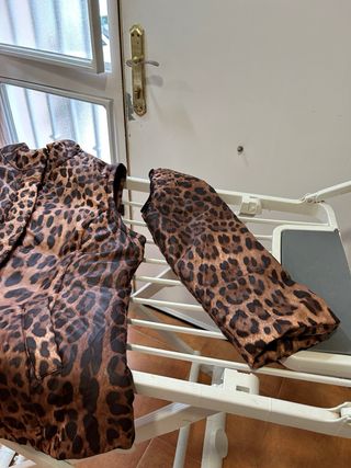 Chaquetón Punto Roma Animal Print Marrón