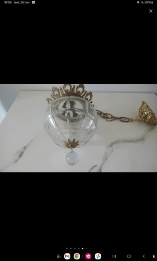 Farol bronce y globo cristal facetado