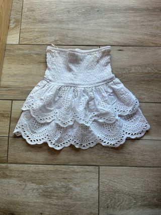 Top Zara blanco bordado