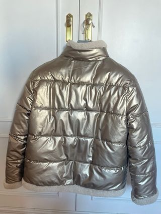 Abrigo reversible niña beige/dorada