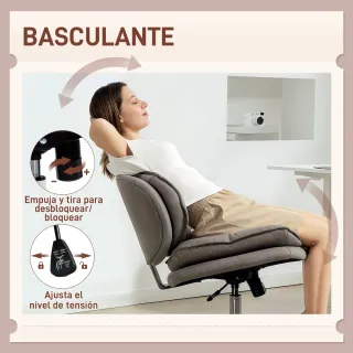 Silla de Oficina Gris con Asiento Ancho