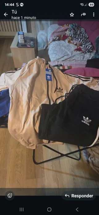Chándal Adidas Hombre Beige y Negro