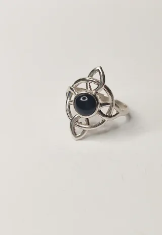 Anillo Plata 925 Nudo Bruja Ónix