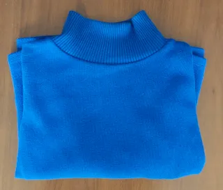 Jersey Zara crop cuello alto azul