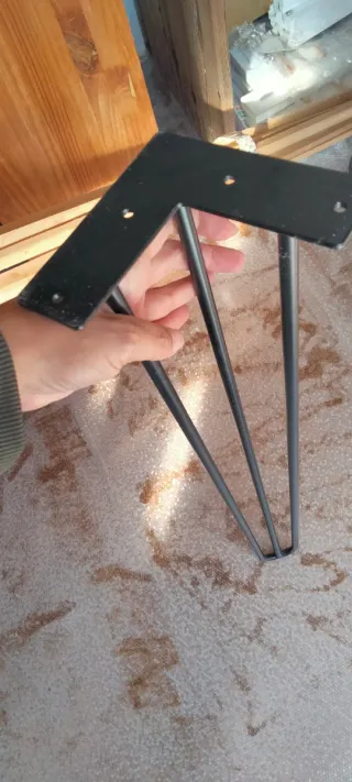 4Soportes Hierro Patas Mesa Negro