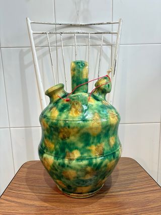 ANTIGUO BOTIJO BARRO ESMALTADO