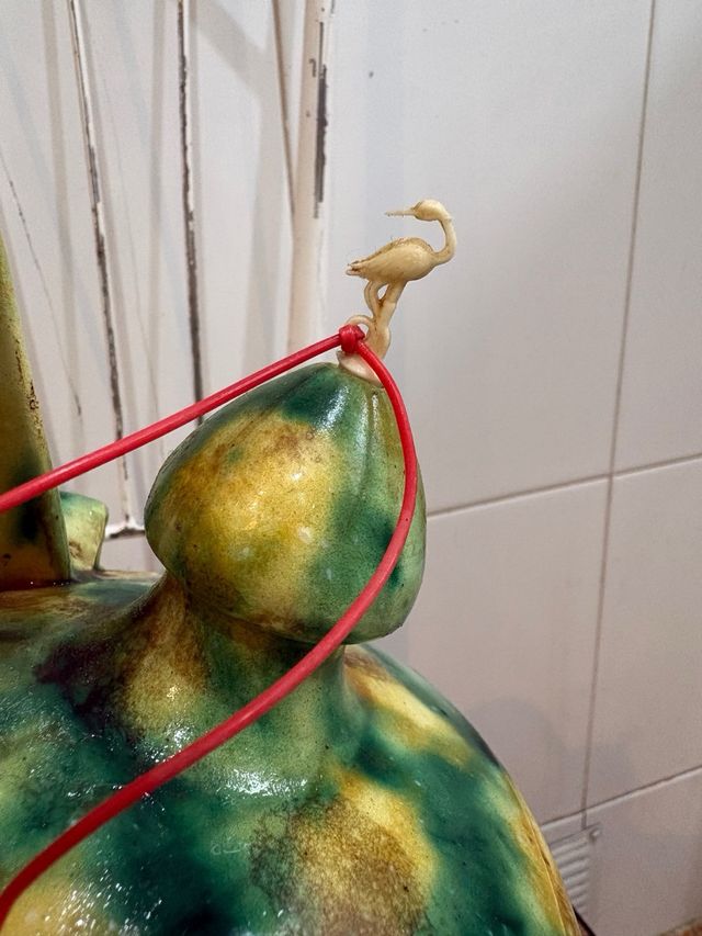 ANTIGUO BOTIJO BARRO ESMALTADO