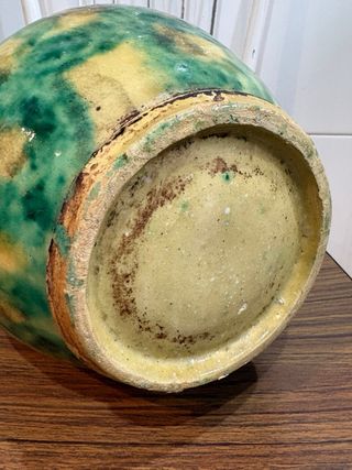 ANTIGUO BOTIJO BARRO ESMALTADO