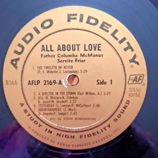 Father Columba McManus All About Love LP 12" 1966