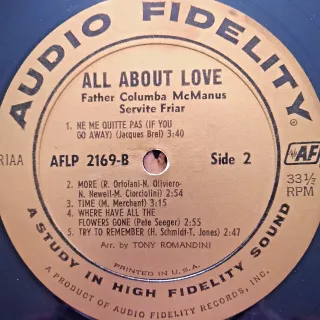 Father Columba McManus All About Love LP 12" 1966