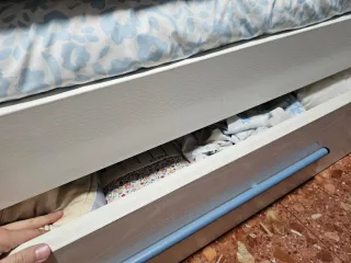 Cama Nido Doble con Cajón Blanco/Azul