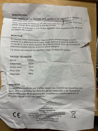 Trapecio para movilidad (ortopedia)