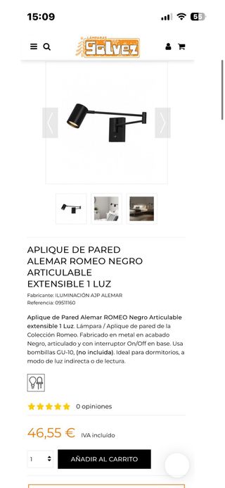 Lámpara de pared negra