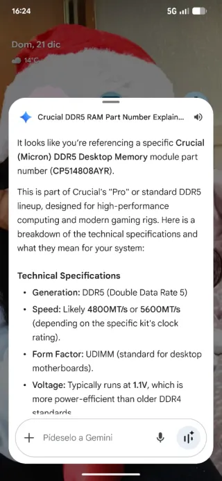 RAM DDR5 ACPI 16GB para portátil