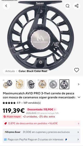 Carrete de pesca para mosca maxcatch avid pro