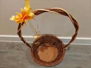 Cesta mimbre decorada boda bautizo comunión