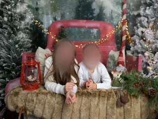 Escenario fondo Navidad furgoneta roja