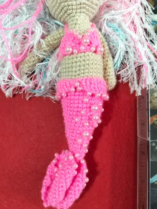 Amigurumi Sirena Crochet Rosa Perlas