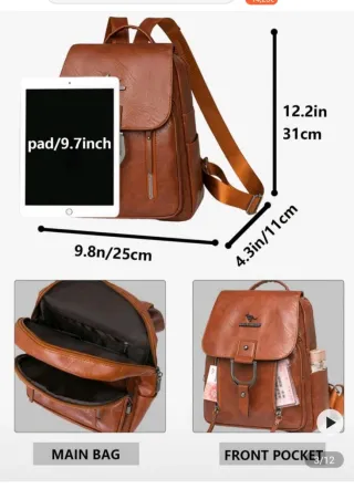 Mochila mujer cuero marrón