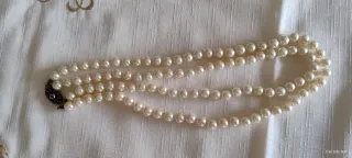 Set 3 collane donna rosa,doppio filo perle,ambra