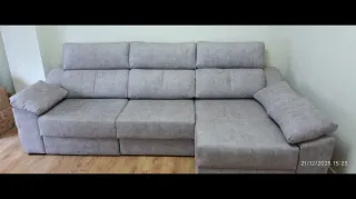 Sofá cheslong gris 2,75x1m