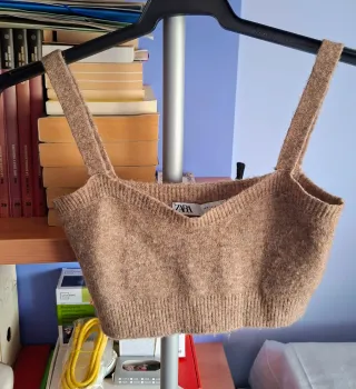 Conjunto cárdigan y top ZARA marrón