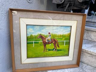 Quadro Olio Cavallo Jockey 40x50