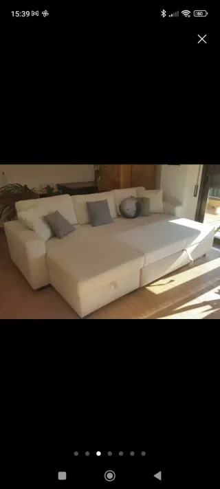 Sofá chaiselong polipiel color crema